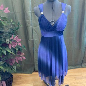 Gradient Blue Chiffon Dress